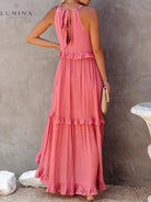 Lorena - Halterneck Dress With Ruffles and Pockets Lumina Vancouver