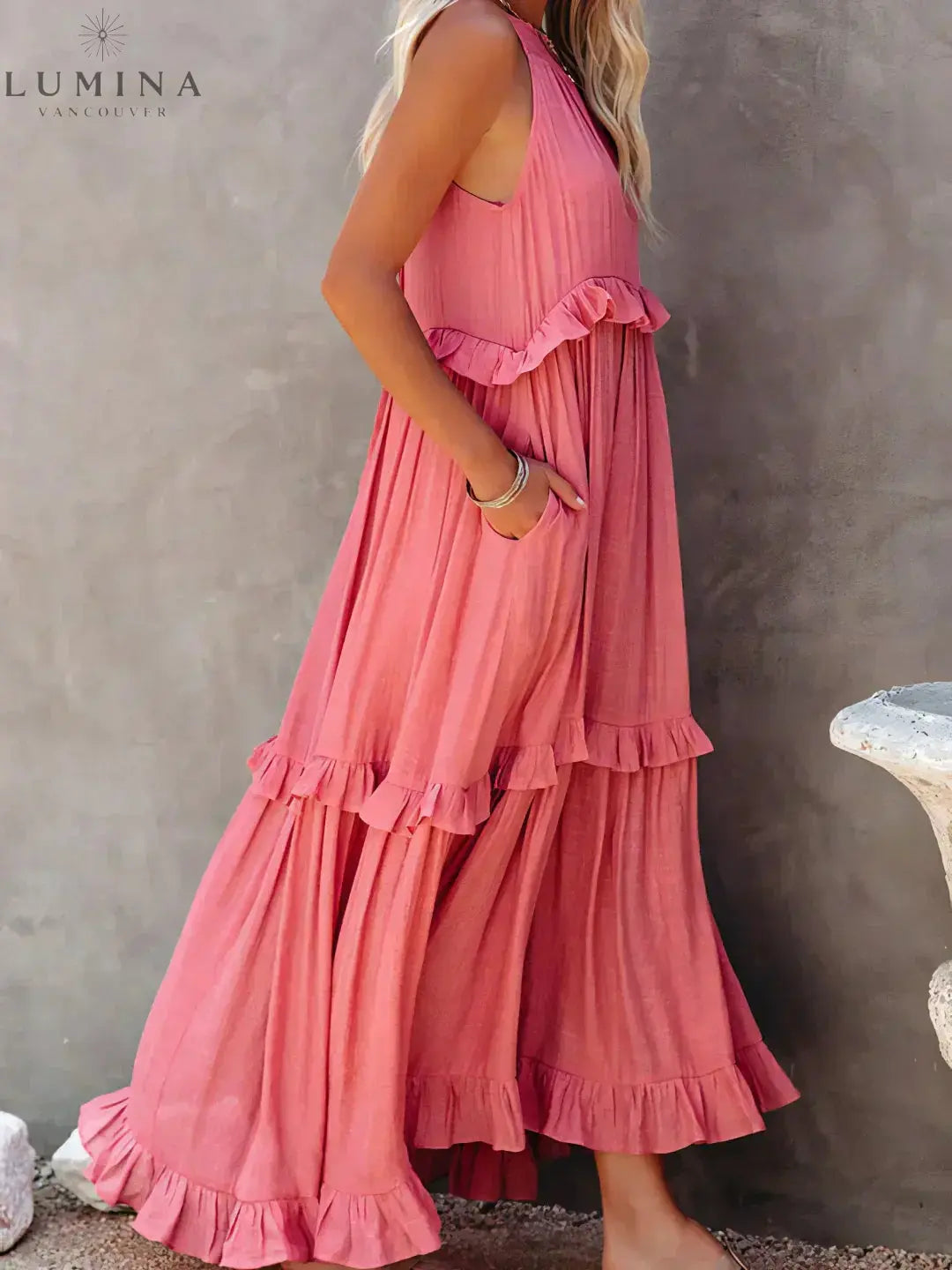 Lorena - Halterneck Dress With Ruffles and Pockets Lumina Vancouver