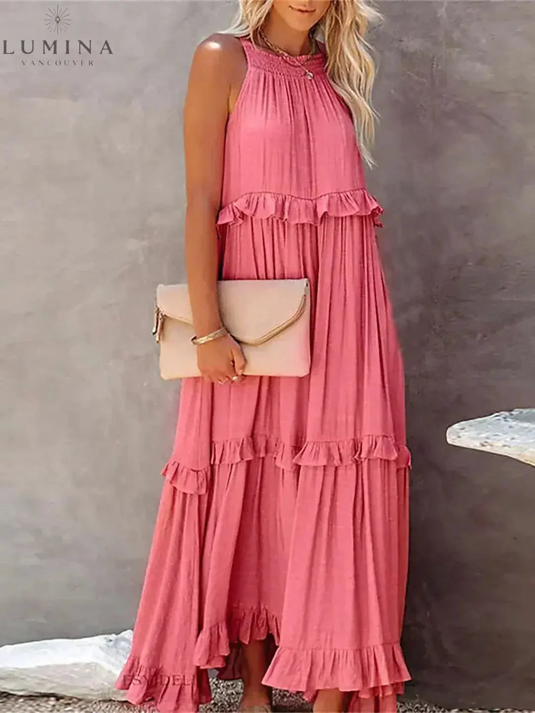 Lorena - Halterneck Dress With Ruffles and Pockets Lumina Vancouver