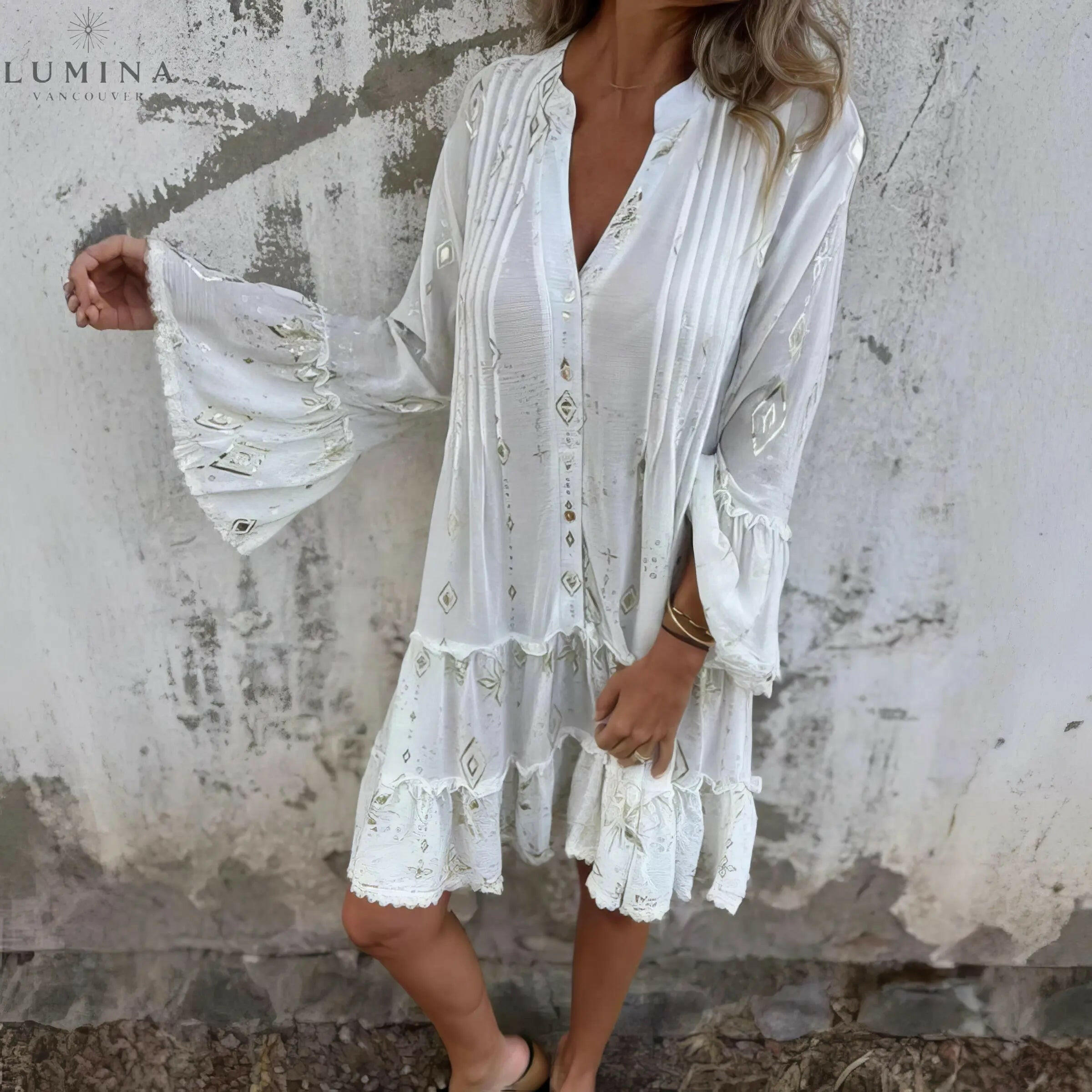 Mara - Trendy Long Sleeve Mini Dress - Lumina Vancouver