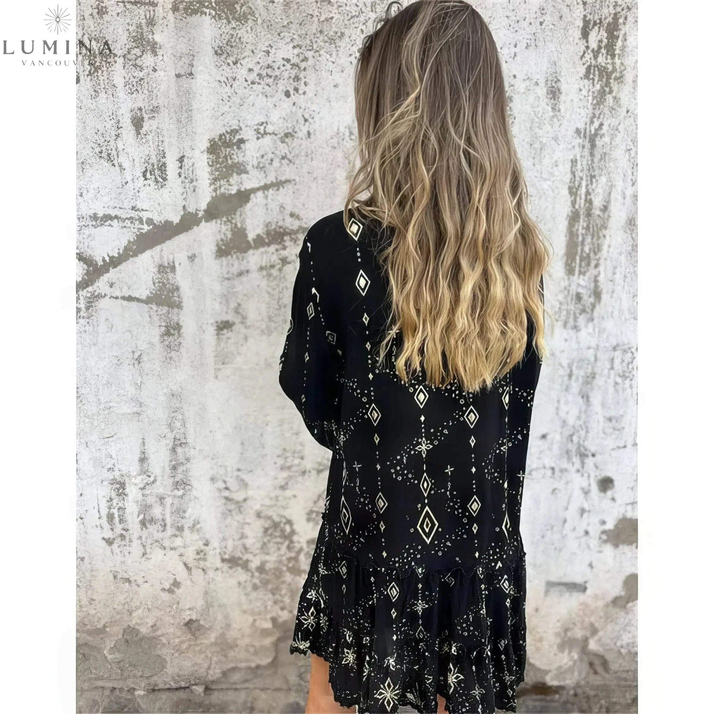 Mara - Trendy Long Sleeve Mini Dress - Lumina Vancouver