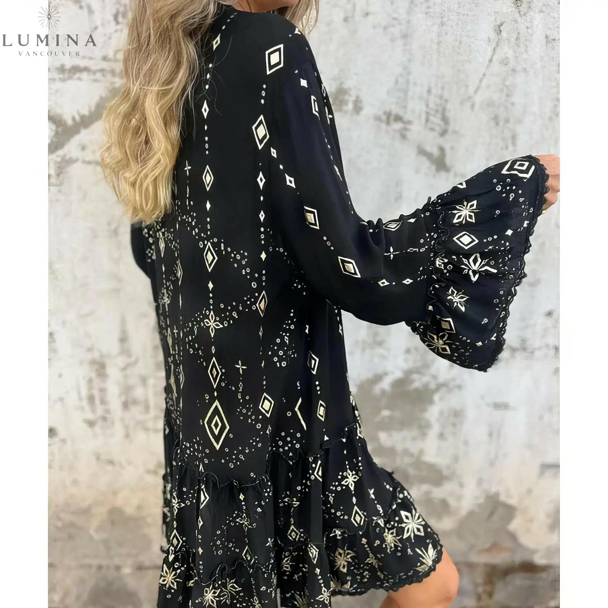 Mara - Trendy Long Sleeve Mini Dress - Lumina Vancouver