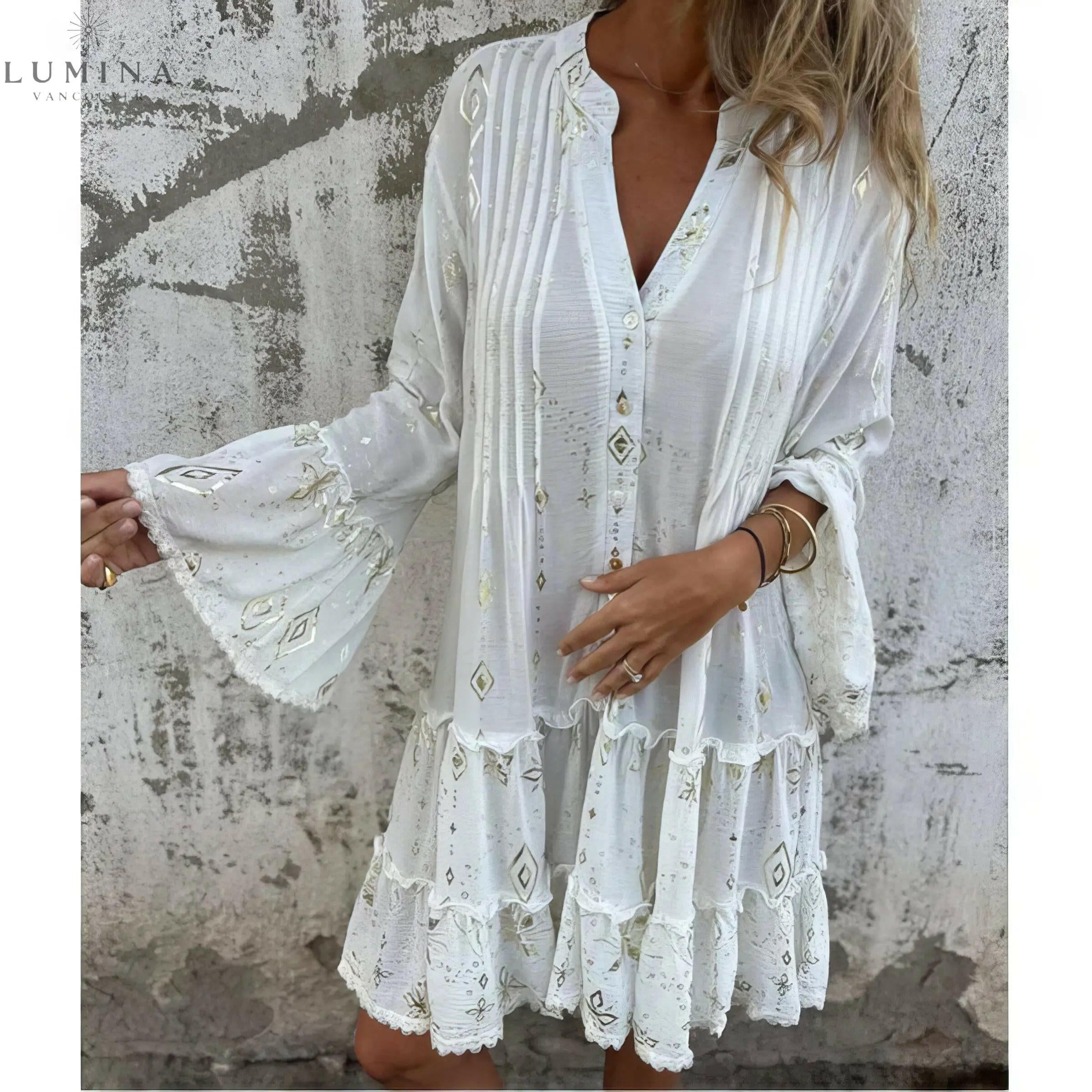 Mara - Trendy Long Sleeve Mini Dress - Lumina Vancouver