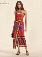 Marisol - Unique Palm Tree Floral Off-Shoulder Midi Dress - Lumina Vancouver