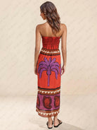 Marisol - Unique Palm Tree Floral Off-Shoulder Midi Dress - Lumina Vancouver