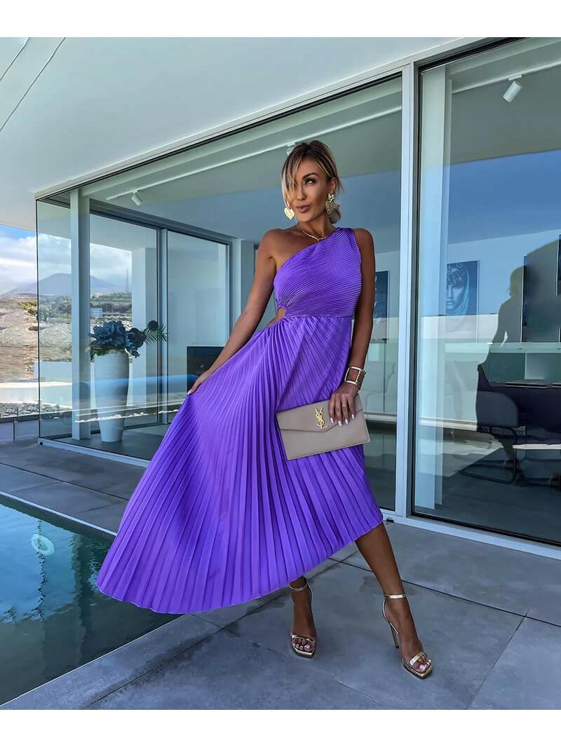 Marjorie - Elegant One Shoulder Midi Dress
