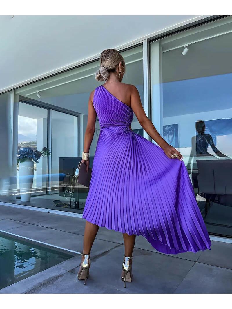 Marjorie - Elegant One Shoulder Midi Dress
