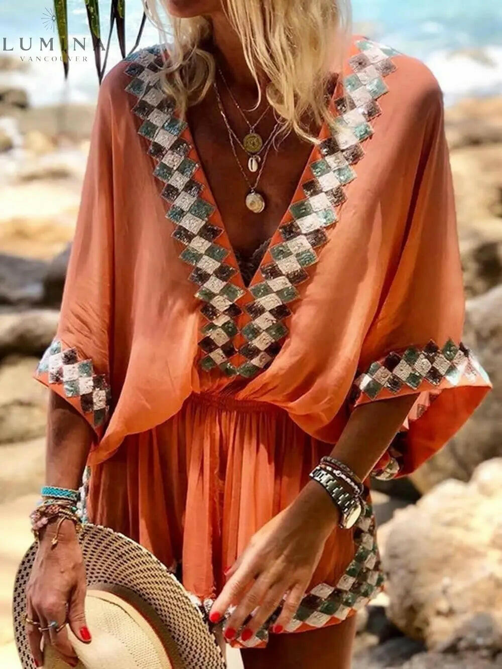Miriam - Loose Beach Long Sleeve Romper - Lumina Vancouver