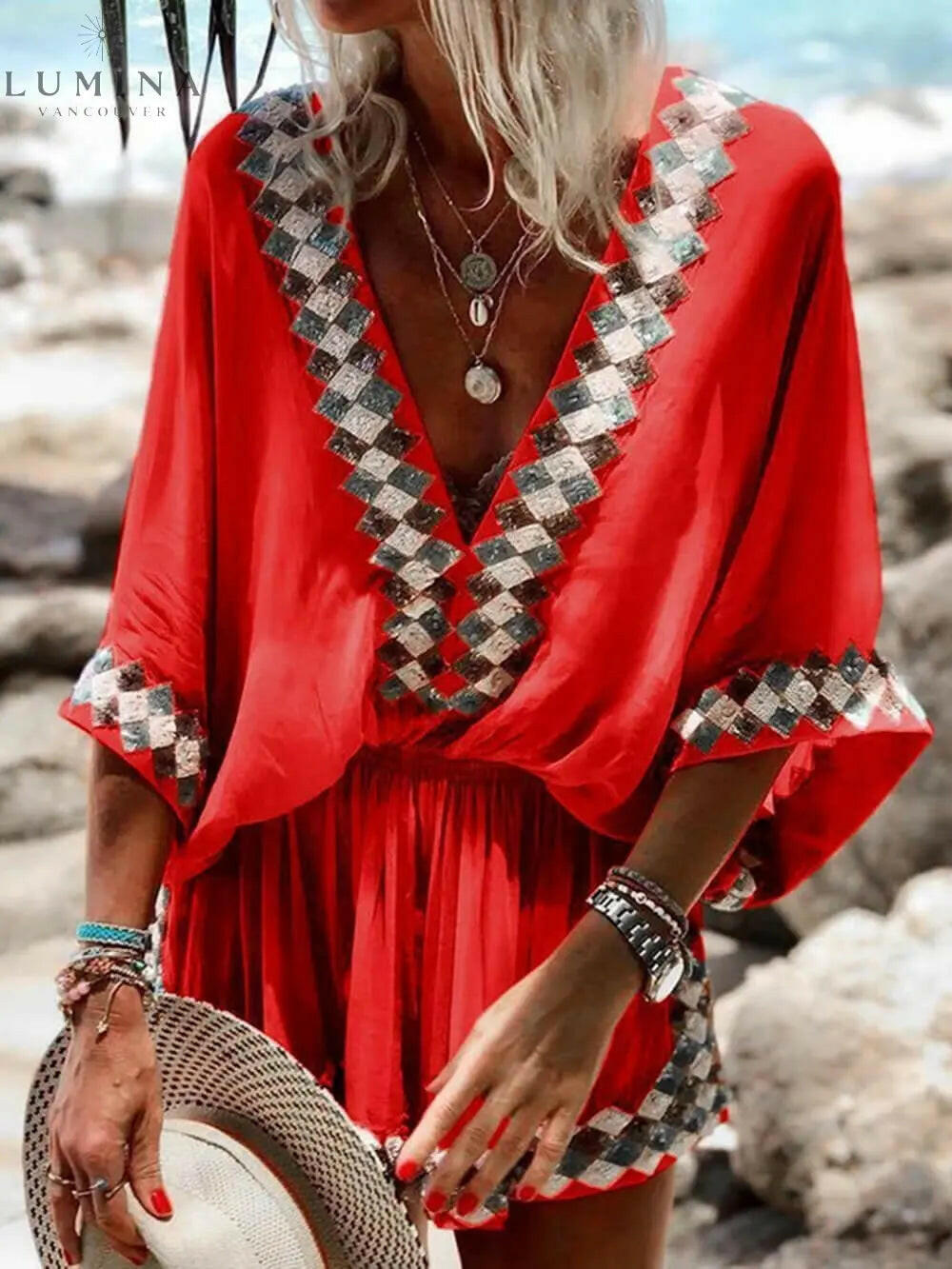 Miriam - Loose Beach Long Sleeve Romper - Lumina Vancouver