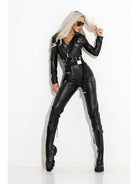 PU Faux Leather Trendy Zippers Jumpsuit