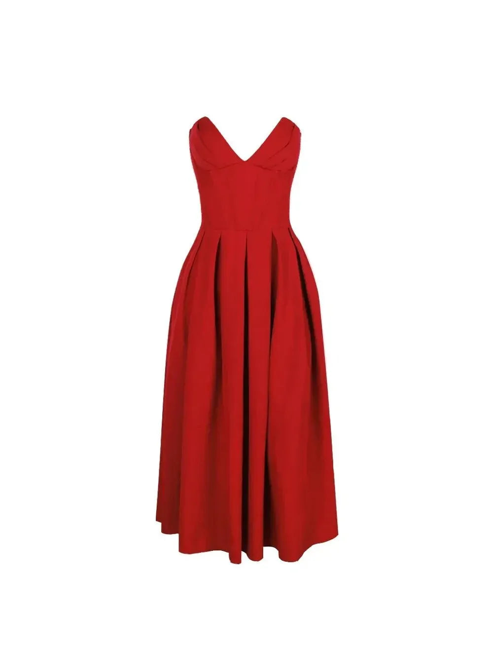 Rafaela - Sleek Strapless Pleated Midi Dress