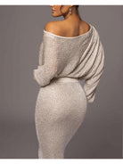 Riva - Elegant Knitted Off Shoulder Maxi Dress