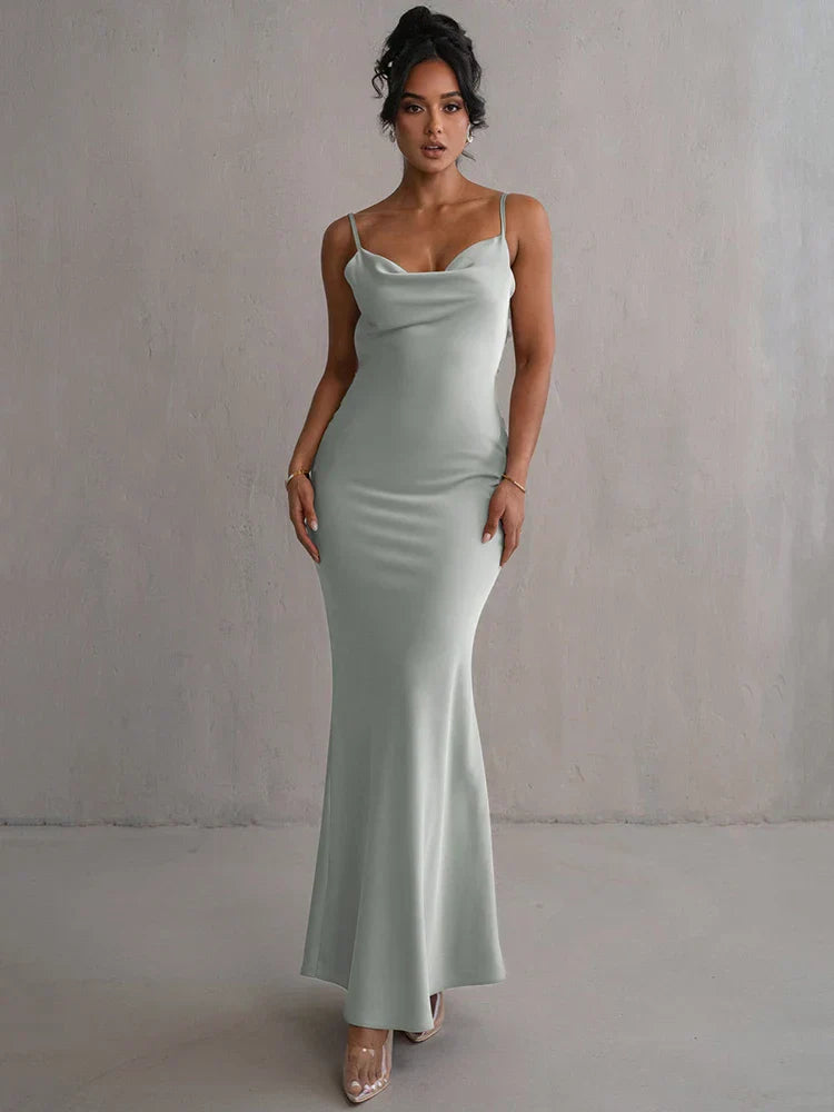 Pauline - Elegant Sultry Backless Maxi Dress.