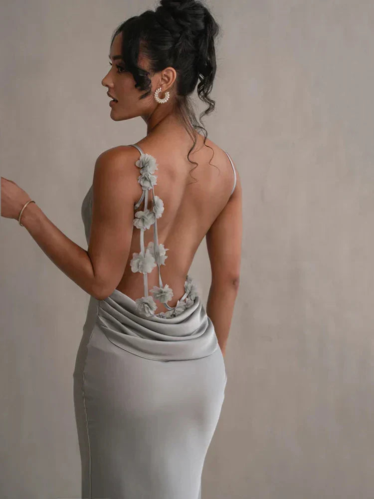 Pauline - Elegant Sultry Backless Maxi Dress.
