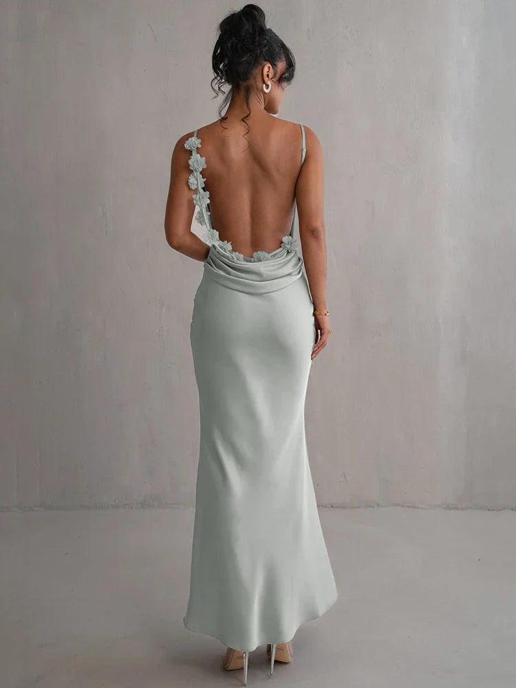 Pauline - Elegant Sultry Backless Maxi Dress.
