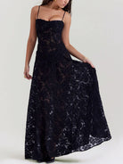 Seraphina - Black Floral Lace Back Maxi Dress - Lumina Vancouver