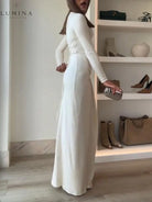 Seraphina - Elegant Ruched Side Slit Drape Ruffles Back Lace-up Stretch Maxi Dress - Lumina Vancouver