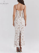 Sienna - Stylish Sexy Lace Halter See-Through Midi Dress - Lumina Vancouver