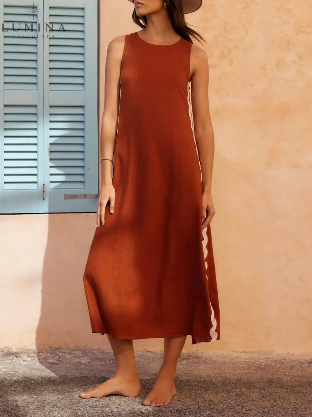 Teresita - Loose Side Slit Maxi Dress - Lumina Vancouver