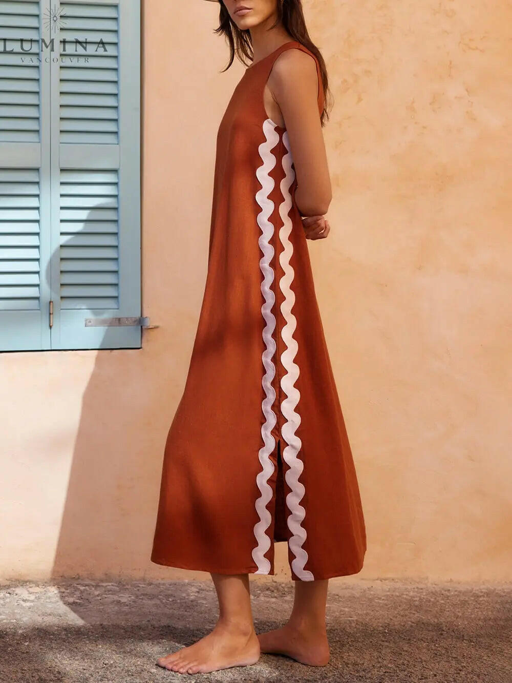 Teresita - Loose Side Slit Maxi Dress - Lumina Vancouver