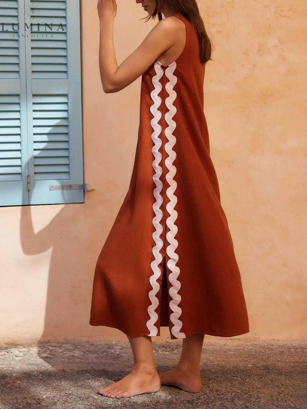 Teresita - Loose Side Slit Maxi Dress - Lumina Vancouver