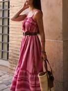 Zaria - Ethnic Style Crochet Patchwork Knitted Slip Maxi Dress - Lumina Vancouver
