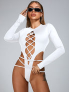 Fashion Lace-up Bodysuit.