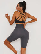 Hollow Mesh Shock-proof Gathered Corset Short Tracksuit.