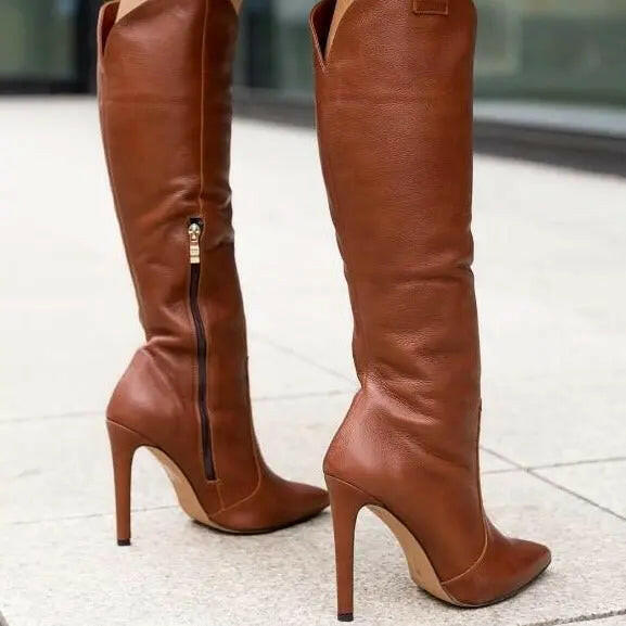 Valentina - Leather High Heel Boots - Lumina Vancouver