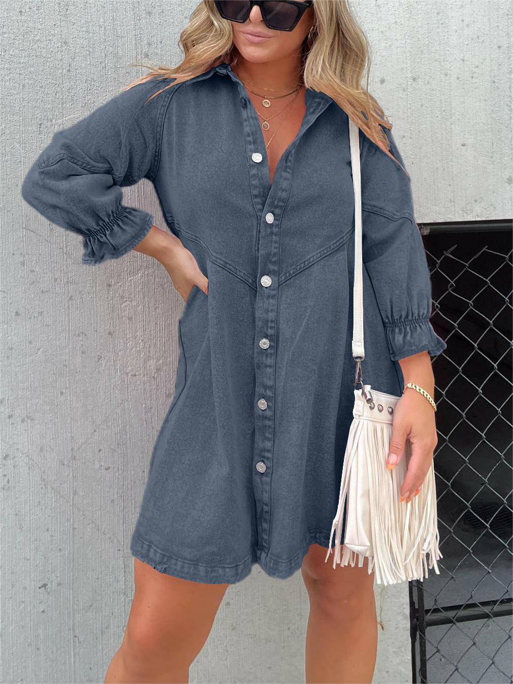 Eliana™ - Casual Denim Dress.