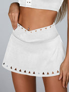 Cutout V Shape Waist Backless Skirt Suit.