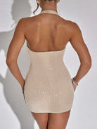 Women’s Mini Dress – Sequin Bodycon – Halter Neck – Backless Cowl Front Party Wear by Lumina Vancouver