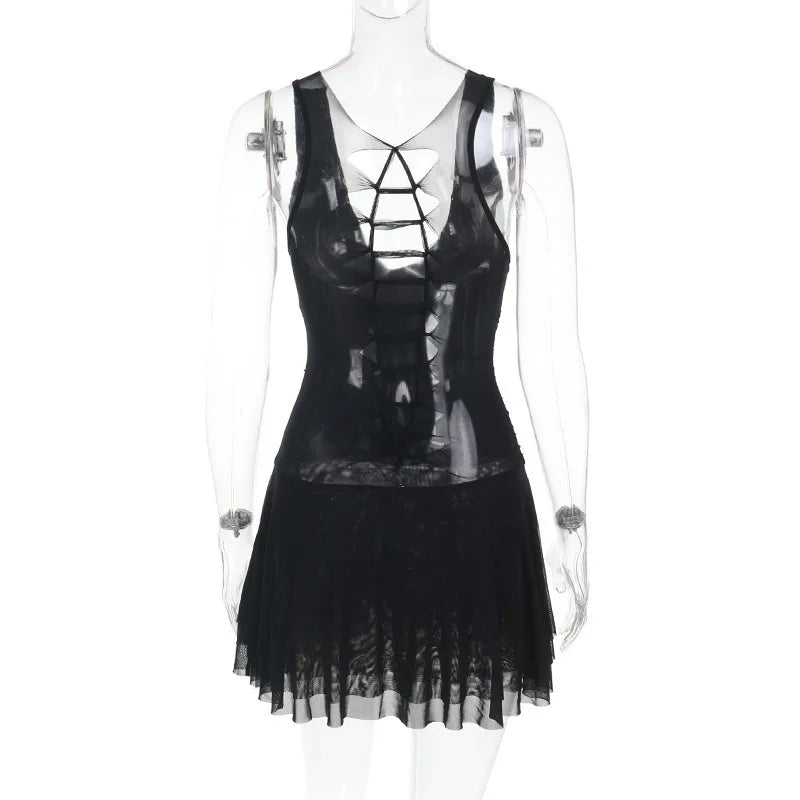 Women’s Mini Dress – Sleeveless A-Line – Plunging Neckline – Lightweight Flowy Fabric by Lumina Vancouver