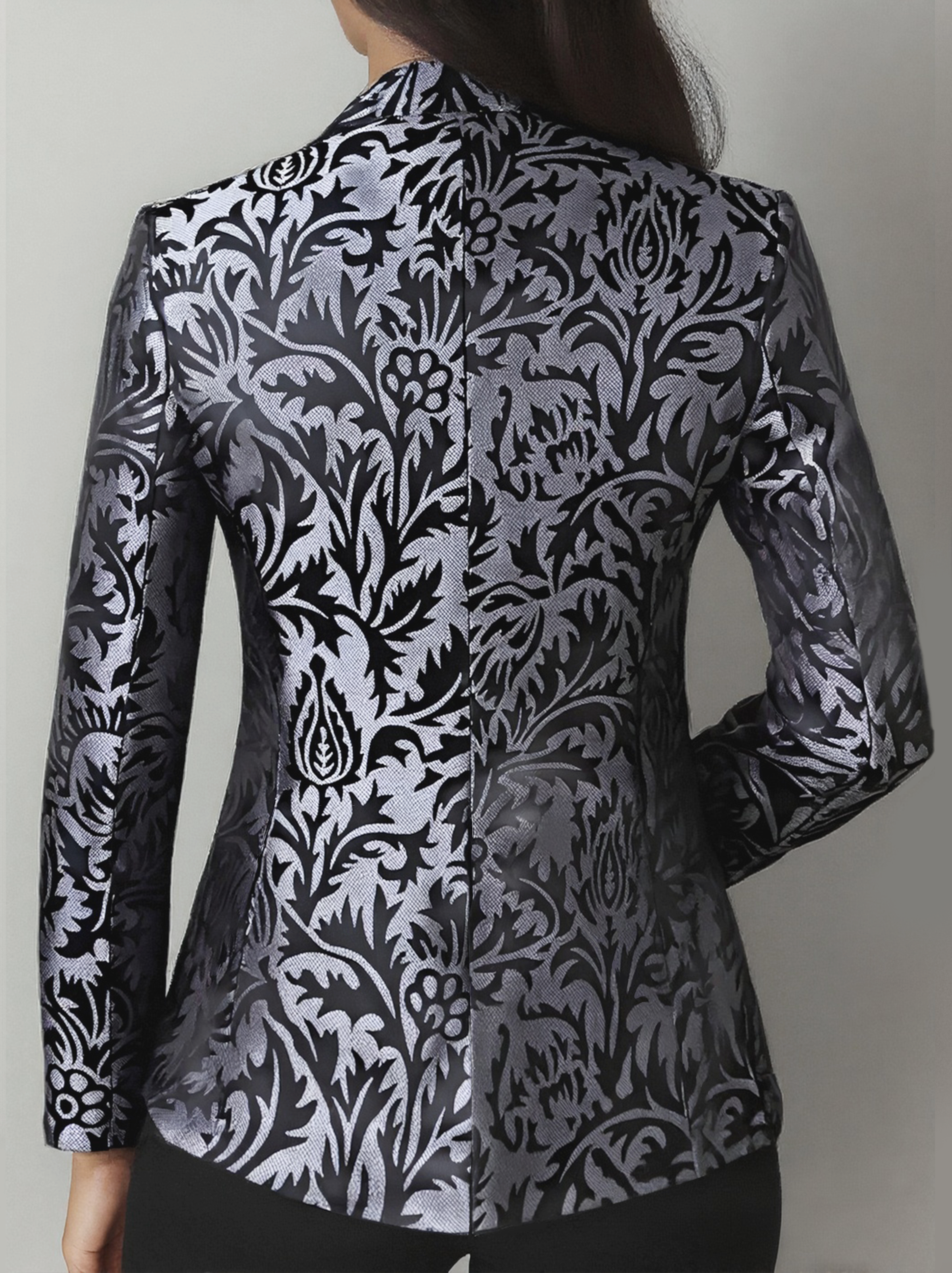 Vivienne | Black Silver Jacquard Blazer - Lumina Vancouver - Lumina Vancouver