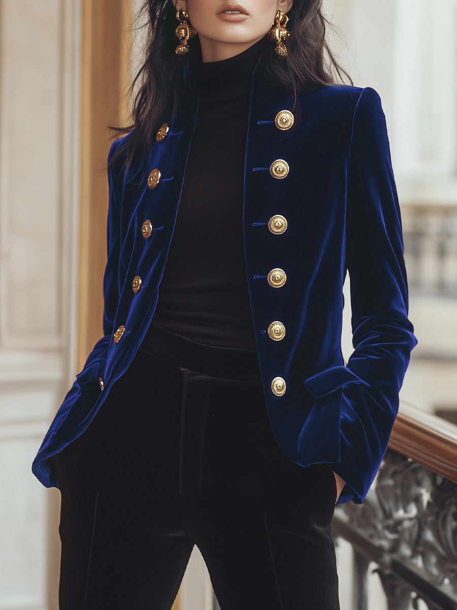 Isabelle | Velvet Jacket Gold Accents - Lumina Vancouver - Lumina Vancouver