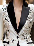 Isabelle | Ivory Satin Embroidered Blazer - Lumina Vancouver - Lumina Vancouver