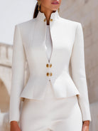 Elena | Blazer with Sculpted Stand Collar and Gold Buttons - Lumina Vancouver - Lumina Vancouver