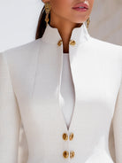Luna | Stand Collar Blazer Gold Buttons - Lumina Vancouver - Lumina Vancouver