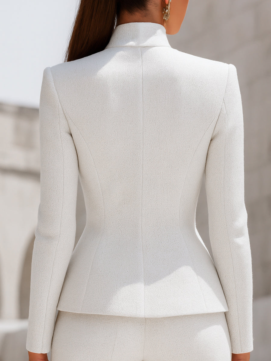 Luna | Stand Collar Blazer Gold Buttons - Lumina Vancouver - Lumina Vancouver