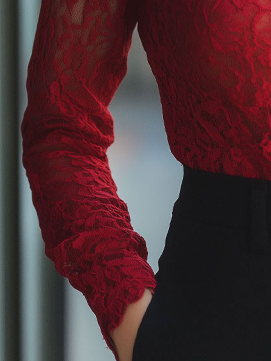Isabelle | Floral Lace High Neck Blouse - Lumina Vancouver - Lumina Vancouver