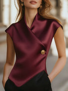 Isabelle | Cap Sleeve Satin Wrap Blouse - Lumina Vancouver - Lumina Vancouver