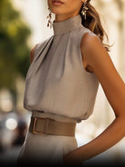 Isla | High-Neck Sleeveless Tunic Top - Lumina Vancouver - Lumina Vancouver