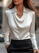 Delphine | White Draped Satin Blouse - Lumina Vancouver - Lumina Vancouver