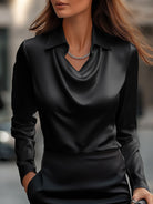 Delphine | White Draped Satin Blouse - Lumina Vancouver - Lumina Vancouver