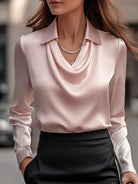 Delphine | White Draped Satin Blouse - Lumina Vancouver - Lumina Vancouver