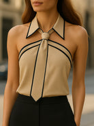 Lily | Halter Blouse Contrast Trim - Lumina Vancouver - Lumina Vancouver