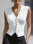Genevieve | Knit Button Vest Top - Lumina Vancouver - Lumina Vancouver