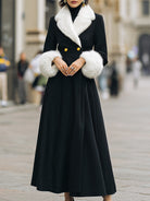 Aurora | Longline Coat with White Faux Fur Trim - Lumina Vancouver - Lumina Vancouver