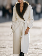 Elena | Wool Coat with Fur Collar and Belt - Lumina Vancouver - Lumina Vancouver