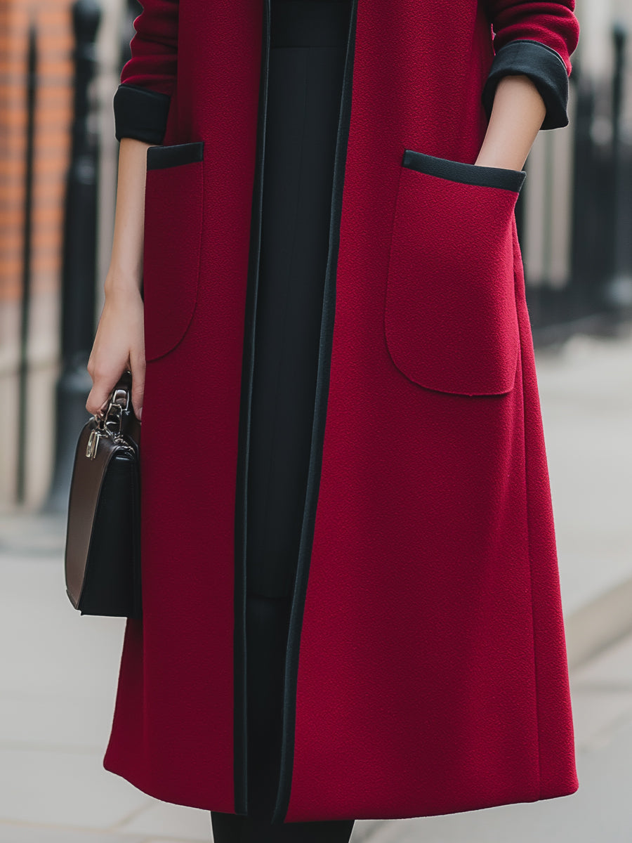 Elena | Longline Coat with Contrast Trim - Lumina Vancouver - Lumina Vancouver